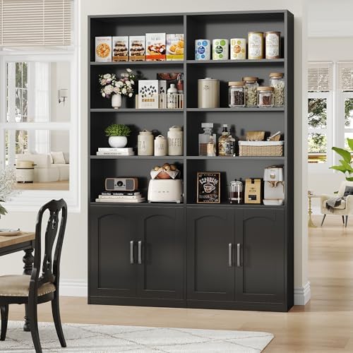 FACBOTALL Bookshelf and Bookcase with Doors, Double Wide Large Bookshelves - Image 2