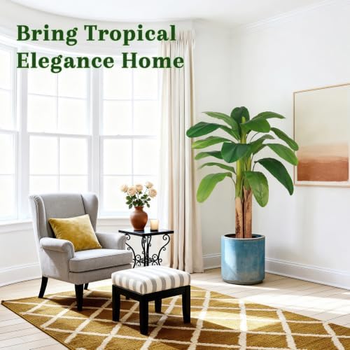 5ft Artificial Banana Tree Real Bark Trunk Faux Banana Leaf Tree - Image 2