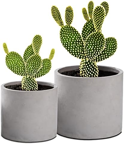 Ekirlin Planters for Indoor Plants, 3.5/4 Inch Plant Pots with Drainage Holes, Removable Rubber Stopper, Non-Slip Soft Pad - Grey Cement Concrete Planter for Most Indoor Outdoor Plants and Flowers by Ekirlin