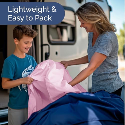 Short Queen Size 4 Piece Bed Sheet Set - RV Short Queen Sheets - Light Pink - Image 5