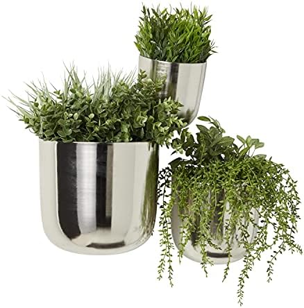 Deco 79 Metal Indoor Outdoor Floating Wall Planter, Set of 3 9", 7", 6"H, Silver - Image 6