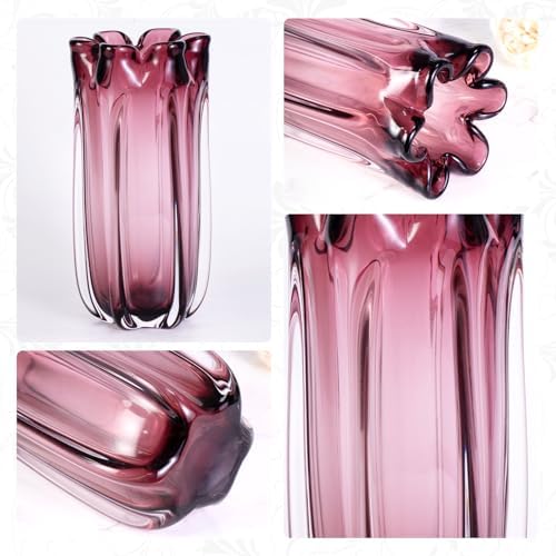 KAMMAK Glass Vase,Colored Hand Blown Decorative Vase - Image 4