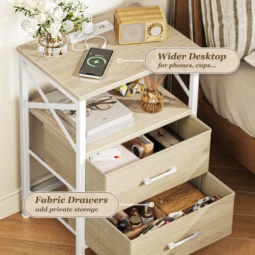 Huuger Nightstand Set of 2 with Charging Station, USB-C Port, End Tables - Image 5