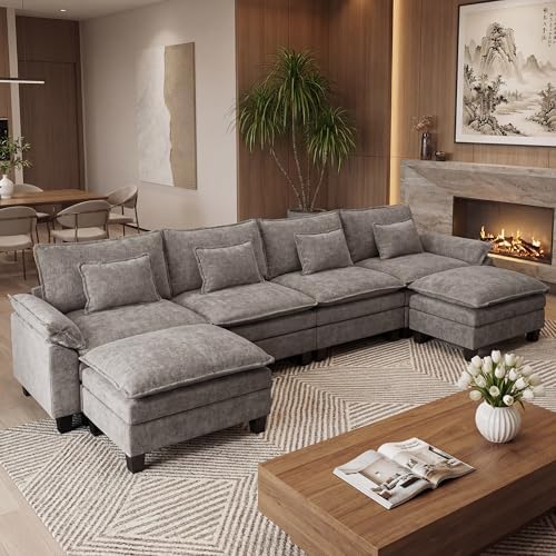URRED Oversized Modular Sectional Sofa，Gray：157" U Shaped by URRED