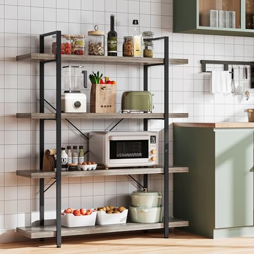 OtterOasis 2PCS Heavy Duty 4 Tier Industrial Bookcase for Home Office, Grey - Image 6