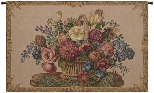 Decorative Floral Basket with Chenille Tapestry Wall Hanging 24 x 42 in by CCharlotteHomeFurnishings