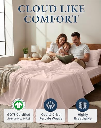 LANE LINEN California King Sheet Set 100% Organic Cotton Soft - Sepia Rose - Image 2