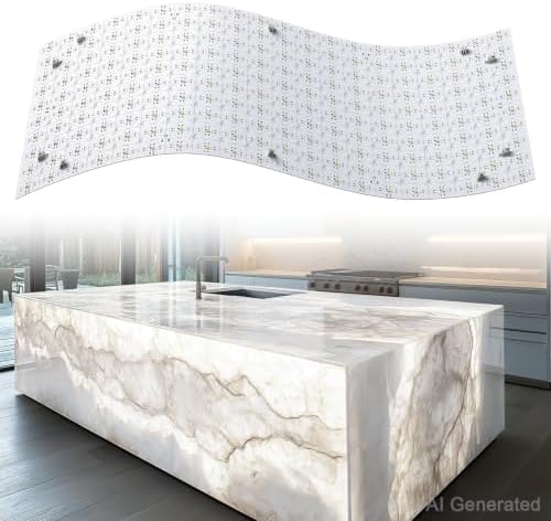 Lichaser 4 Pack LED Backlight Sheet White 6000K 24V 36W, Dimmable LED Panel Sheet Compatible with Alexa, Flexible Backlit Light Remote & APP Control, 19.7X9.7 Inch for Marble, Onyx, Quartz Countertop by Unknown