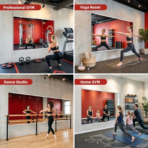 Home Gym Mirror for Wall, 50"x25"-3PCS Frameless Tempered Glass Mirror - Image 6