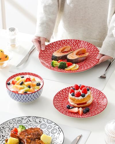 vancasso SELENE Plates and Bowls Set for 4, 12 Pieces Dinnerware Sets, Mircowave and Dishwasher Safe Dishes Set, Porcelain Muted Dinnerware - Image 5