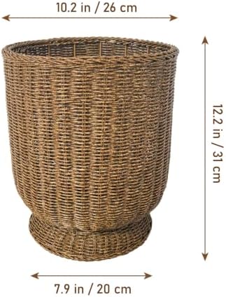 Rattan Planter, Woven Planter Basket for Plants Indoor Outdoor, Rattan Flower Pot, Decorative Plant Holder Basket for Garden Patio Boho Home Decor(Brown-Small:12.2" H x 10.24" W) - Image 2