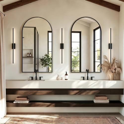 Delma Arched Bathroom Mirror, Black, 55"x30" - Image 7