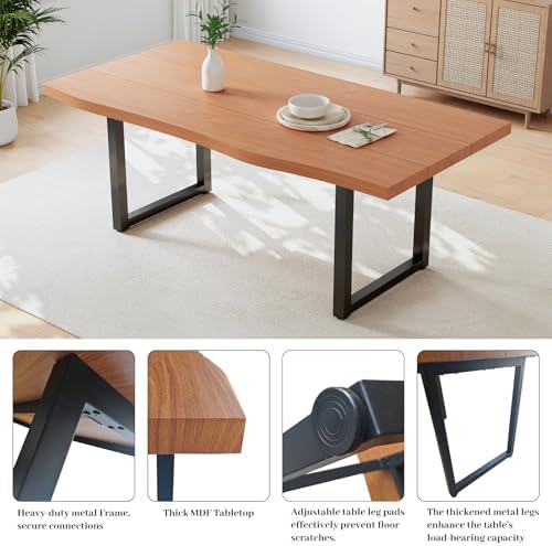 HIPIHOM 63" Kitchen Table with Wavy Edge, Modern Dining Room Table Set for 4 to 6 Persons, Thickened MDF Snack Table for Dining Room, Kitchen - Image 2