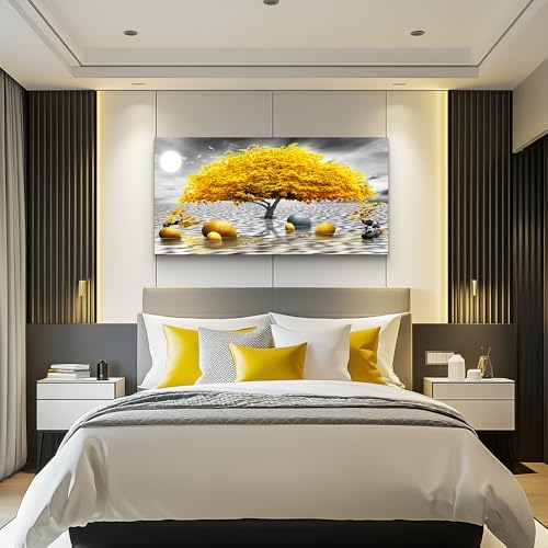 Wall decorations for living room Canvas Wall Art for bedroom Abstract wall decor Black and white Canvas Art Yellow tree paintings bathroom Home Decoration Hang Pictures Office large Wall Artworks - Image 3