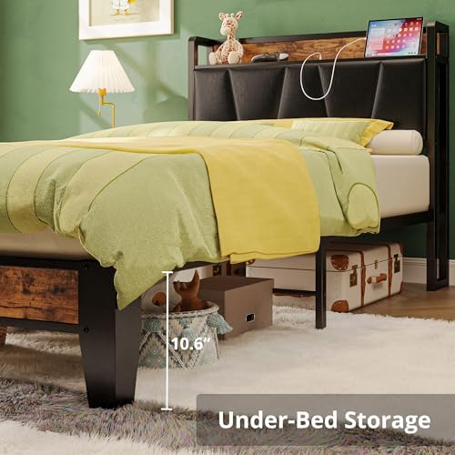 LIKIMIO XL Twin Size Bed Frame with Storage Headboard and Charging Station - Image 6