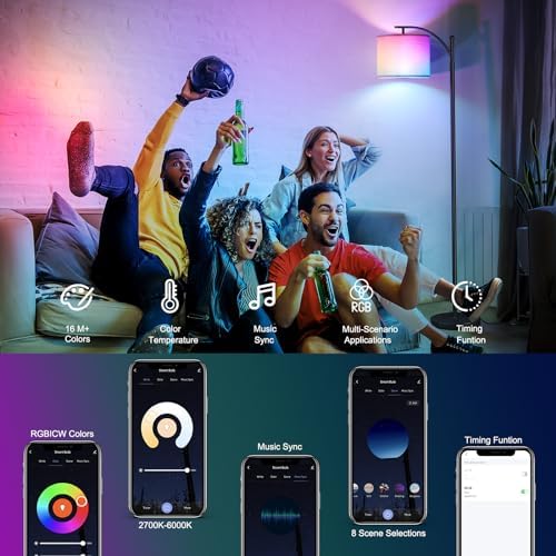 SUNMORY Arc Floor Lamp, Smart APP Remote Control Standing RGB Lamp - Image 4