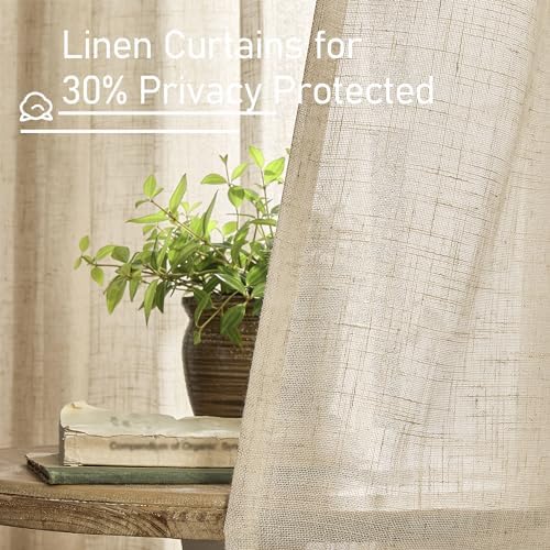 LAMIT Brown Linen Curtains for Bedroom 72 Inch Length Light Filtering - Image 5
