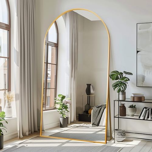 LFT HUIMEI2Y 76.4"x37" Arch Full Length Mirror, Gold Floor Mirror by LFTHUIMEI2Y