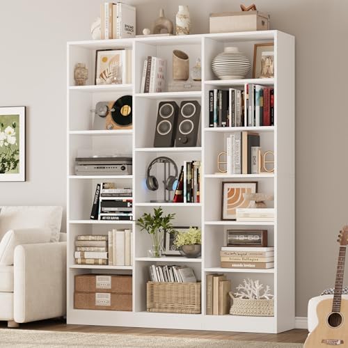 FACBOTALL Triple Wide Bookshelf, Large Bookshelf with 17 Display Shelves - Image 5