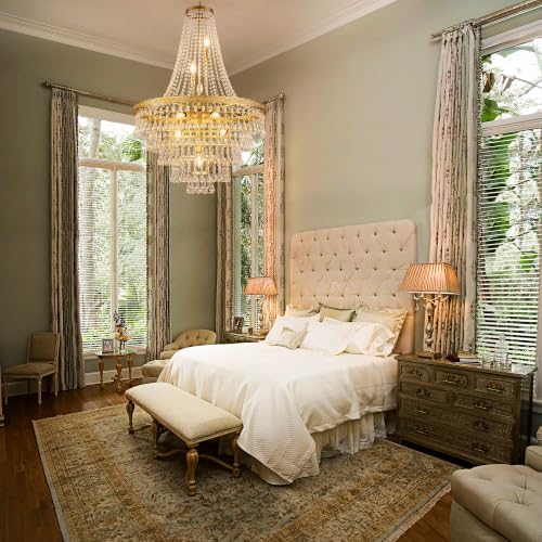 Wellmet French Empire Crystal Chandeliers, Antique Bronze Chandeliers 10 Lights, Rustic Farmhouse Chandelier High Ceiling Light Fixture for Entryway, Foyer, Dining Room, Staircase (Gold, 28 Inches) - Image 2