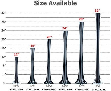WGV Eiffel Tower Vase, Open 1", Height 20", (Multiple Sizes Choices) Black Glass Floral Container with Sturdy Base, Flower Centerpiece for Wedding Event Home Decor, Arts Crafts, 1 Piece - Image 3