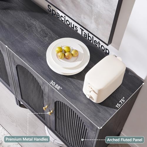 IFGET 34" Tall Modern Arch Sideboard Buffet Cabinet with Storage, Dark Grey - Image 5