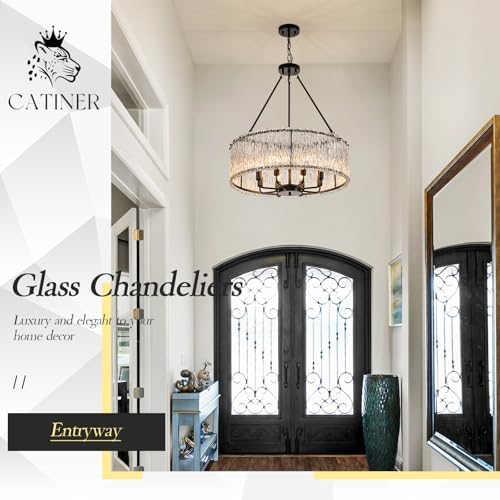 CATINER Modern 24.4" Crystal Glass Chandelier 8-Light Black Chandeliers - Image 5