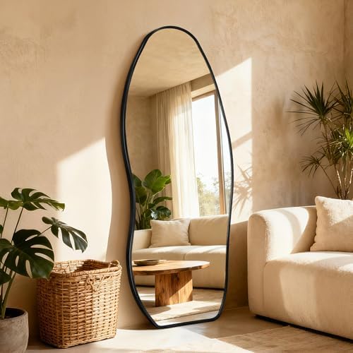 Dorlicecass Mirror Full Length - Irregular Full Body Mirror Standing or Leaning or Wall Hanging 63"x 24" Asymmetrical Aviation Aluminum Alloy Frame Unique for Bedroom, Living Room, Cloakroom, Entryway by Dorlicecass
