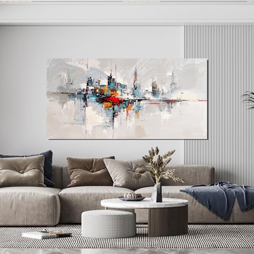 Large Abstract Wall Art Decor Wall Art Pictures for Living Room Abstract Canvas Art Wall Decor Modern Colorful Wall Art Prints Contemporary City Wall Art Decorations Bedroom Office Home Decor 24" X 48" - Image 6