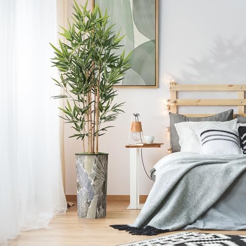 Artificial Tree in Modern Planter, Fake Bamboo Silk TRE for Indoor and Outdoor Home Decoration - 70" Overall Tall (Plant Pot Plus Tree) - Image 3
