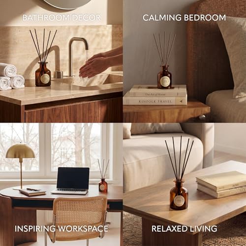 Soréva Sage and Sea Salt Reed Diffuser Set, Ocean Mist Scent, Plant-Based Oils, 120-Day Relaxing Home Fragrance for Bedroom Bathroom & Office, Gift Set with 7 Diffuser Sticks, 4.39 fl oz - Image 4