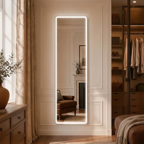 Full Length Mirror with LED Lights, 60"x16"Floor Mirror with Dimming & 3 Color Lighting, Free Standing Floor Mirrors, Lighted Full Body Mirrors for Bedroom, Dressing Room, Cloakroom - Image 5