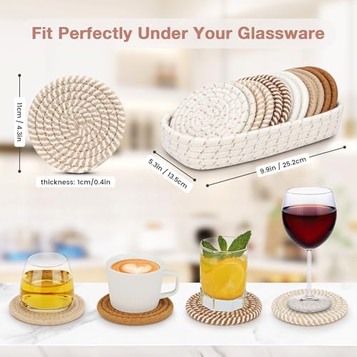 Coasters for Drinks, 12 Pack Coasters, Coaster Set of 6 Color, Suitable for Morhers Day, Gift for Mothers Day Best Choice, Mom Gifts, Brown + Basket, Dining Room Decor, Ditchen Table Decor - Image 2