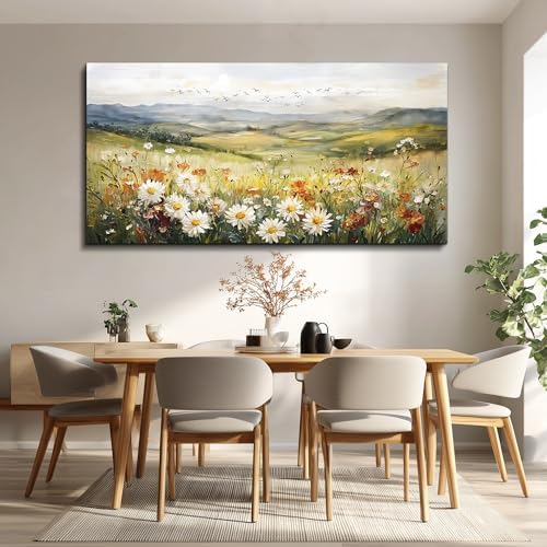 FUHAIHUA Canvas Wall Art For Living Room Large Framed Wall Decor For Office Modern Bedroom Decorations Prairie Flowers Landscape Pictures Farmhouse Paintings Artwork Aesthetic Home Decor 30" x 60" - Image 4