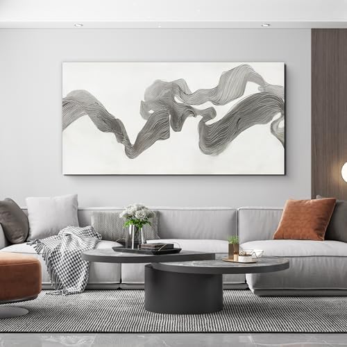 Abstract Wall Art Decor Large Modern Wall Art Decorations Wall Art Pictures for Living Room Abstract Canvas Art Wall Decor Gray White Wall Art Prints Artwork for Walls Bedroom Office Decor 24" X 48" - Image 4
