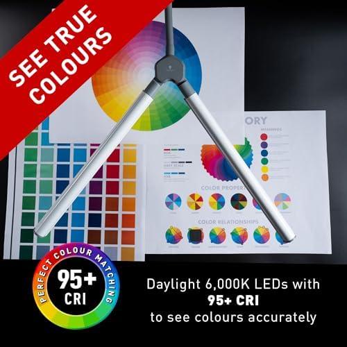 DuoPro Table Lamp - Double Shade LED Task Lamp, 4 Brightness Levels, 6,000K Daylight, 2,100 Lux, Anti-Glare, Flexible Arm, Touch Dimmer - Ideal for Sewing, Crafting, Reading - Image 2