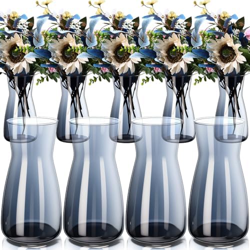 Thenshop 10 Pcs 8'' Tall Clear Glass Flower Vase for Bouquet, Smoke Grey by Thenshop