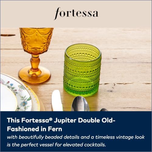 FORTESSA Jupiter Beaded Hobnail Glass Vintage Themed Drinkware Set, 10 Ounce Double Old Fashioned Glass (Set of 6), Dishwasher-Safe, Fern Green - Image 5