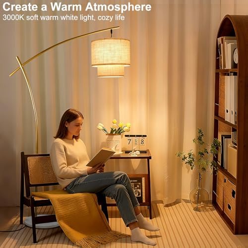 Dimmable Arc Floor Lamp with Marble Base, Standing Lamp for Bedroom - Image 4