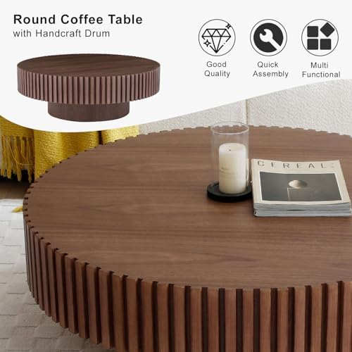 31" Round Coffee Table for Living Room, Mid Century Modern Coffee Table - Image 6