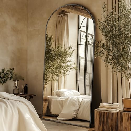 71"x28" Arched Full Length Mirror, Standing Floor Mirror, Black - Image 2