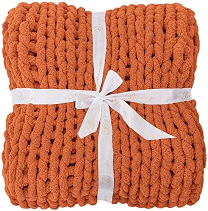 Bigacogo Chunky Knit Throw Blanket for Couch, 40x80 inches, Terracotta - Image 7