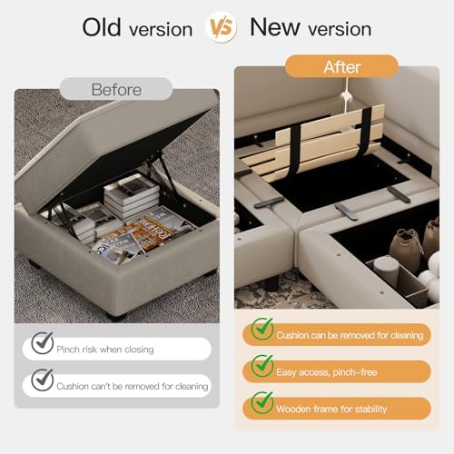 Belffin Modular Sectional Sofa with Ottomans Velvet Reversible Chaise Sleeper Bed Storage Seat Grey…, MD-S-1 - Image 4