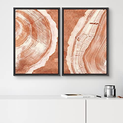 SIGNWIN Framed Canvas Print Wall Art Set Orange Closeup Wood Tree Ring Details Nature Wilderness Illustrations Modern Art Rustic Colorful Ultra for Living Room, Bedroom, Office - 16"" x24 x2 Black - Image 2