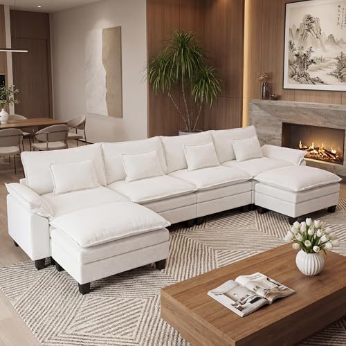 URRED Oversized Modular Sectional Sofa，White：157" U Shaped by URRED