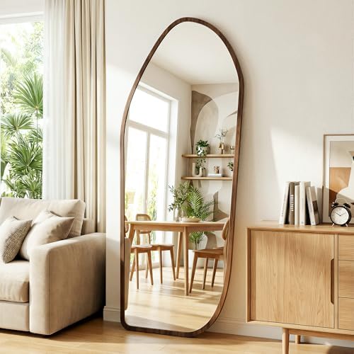 Suidia Full Length Mirror, Oversized Floor Mirror with Solid Wood Frame, Large Standing Mirror for Bedroom Living Room, Wood Art Style, Dark Walnut, 68" L x 26" W - Image 3