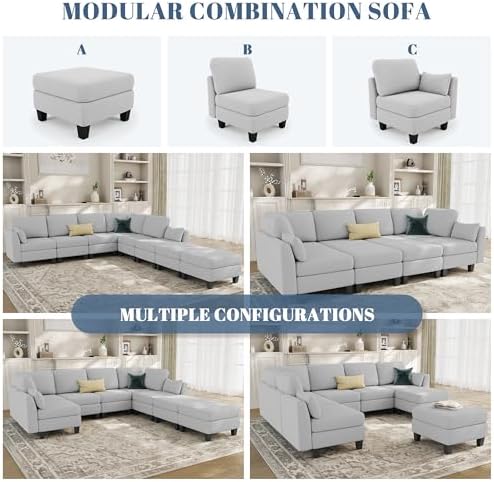 Sectional Sleeper Sofa 8 Seaters Modular Sleeper Sofa Couch - Image 4