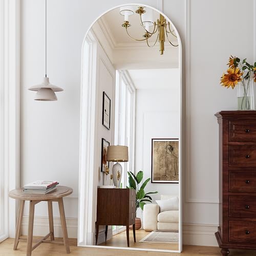 Mirror Full Length, 71"x26" Arched Full Length Mirror, Arch Mirror with Stand, Large Standing Mirrors, Oversized Full Body Mirrors with Aluminum Frame for Bedroom, Living Room (White) by ZMYCZ