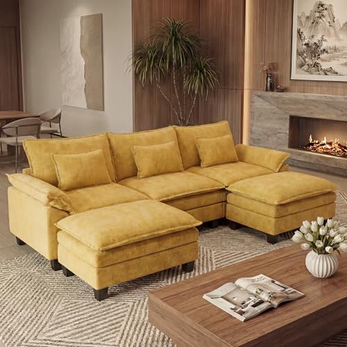 URRED Oversized Modular Sectional Sofa，Yellow：122" U Shaped by URRED
