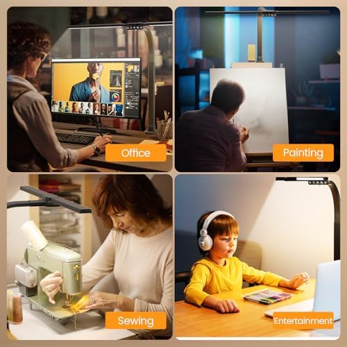SIBRILLE Upgraded Desk Lamp for Home Office - Dimmable Computer Desk Light with Remote, Modern Architect Task Lamp with Color Changing, Flexible Desktop Lamp with Gooseneck for Monitor, Double Head - Image 7